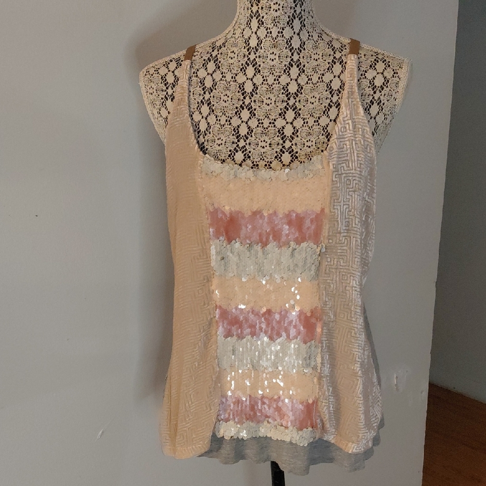 Elegant Sequin Striped Tank Top